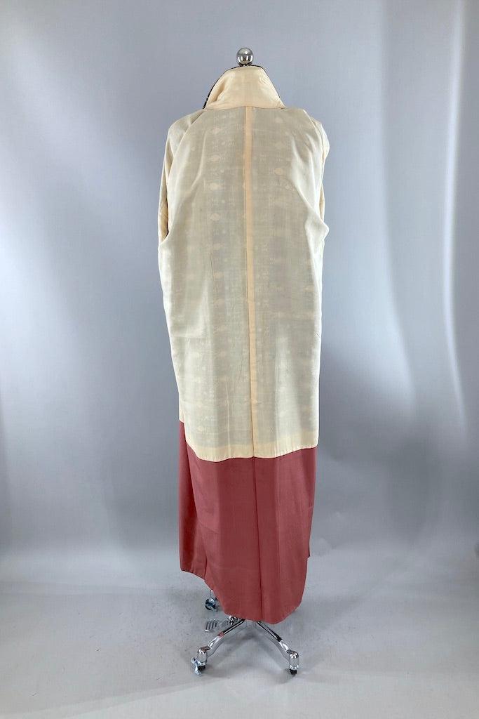 Vintage Black Terra Cotta Raw Silk Kimono-ThisBlueBird