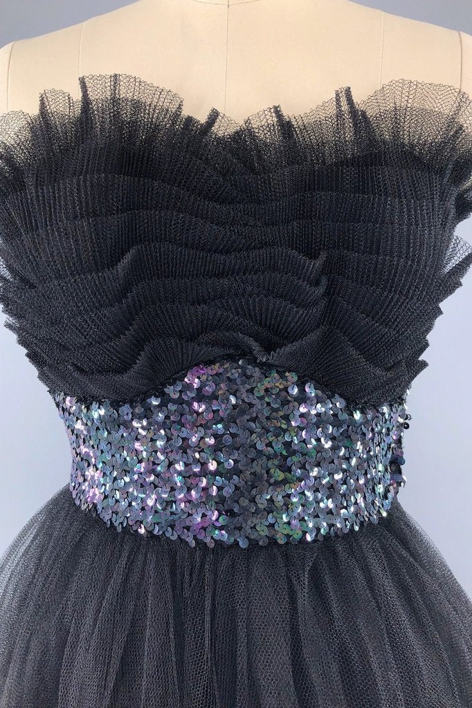 Vintage Black Tulle Party Dress-ThisBlueBird - Modern Vintage