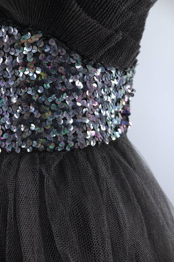 Vintage Black Tulle Party Dress-ThisBlueBird - Modern Vintage