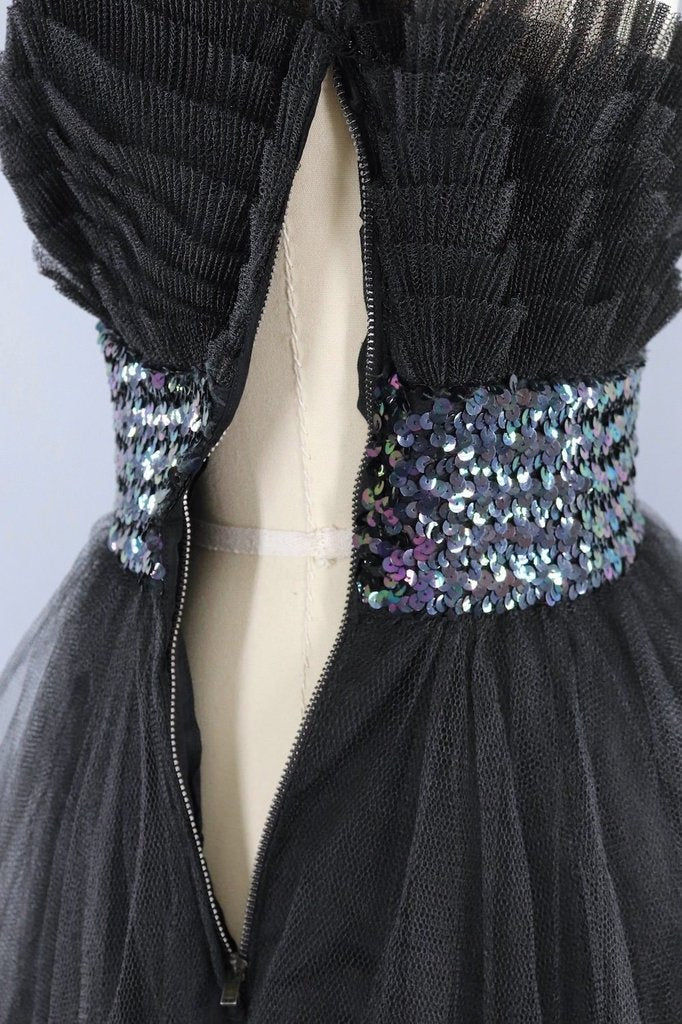 Vintage Black Tulle Party Dress-ThisBlueBird - Modern Vintage