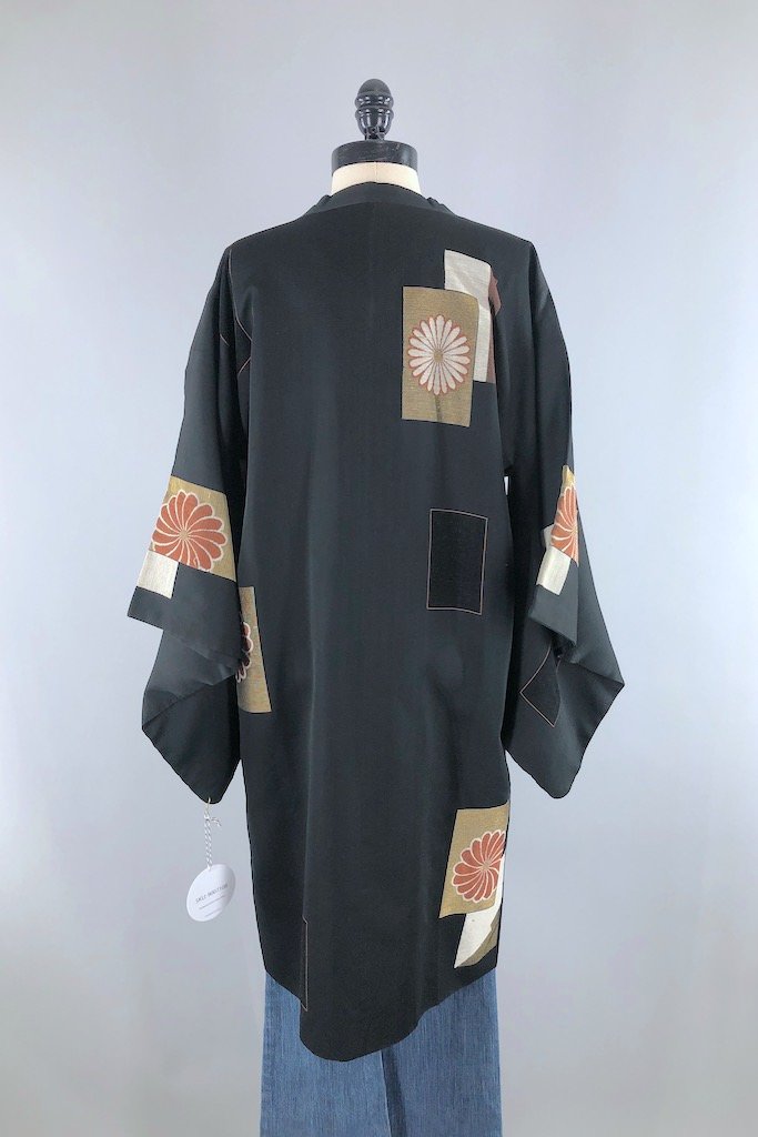 Vintage Black Velvet Silk Kimono Jacket-ThisBlueBird - Modern Vintage