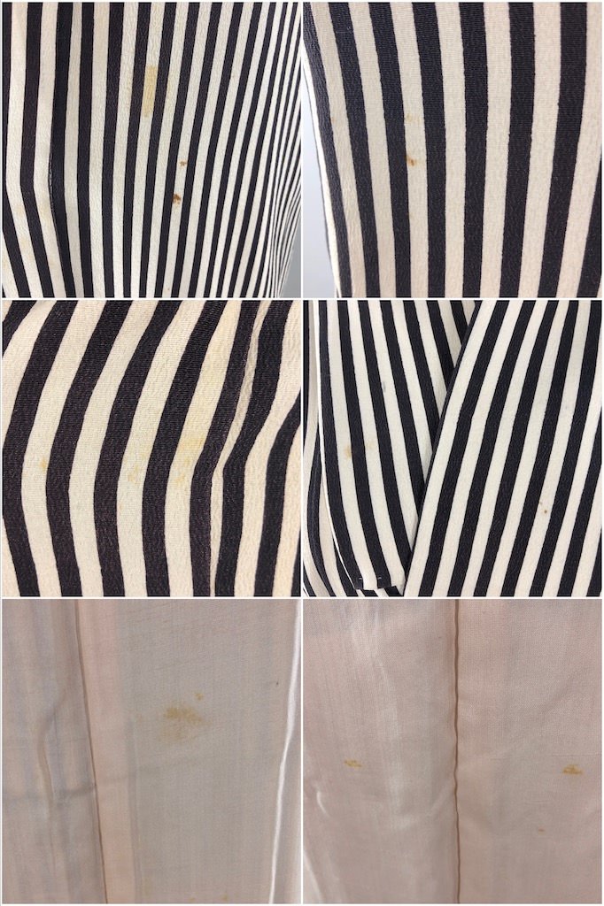 Vintage Black & White Stripe Silk Kimono Robe-ThisBlueBird - Modern Vintage