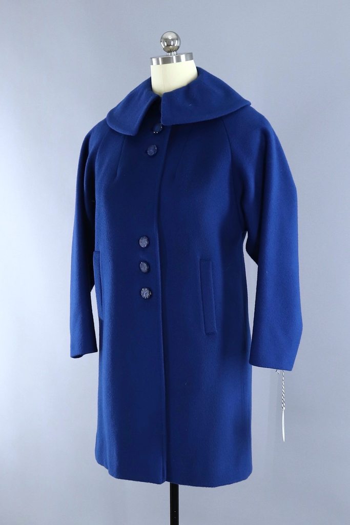 Vintage 1960s Blue Cashmere Wool Coat - ThisBlueBird