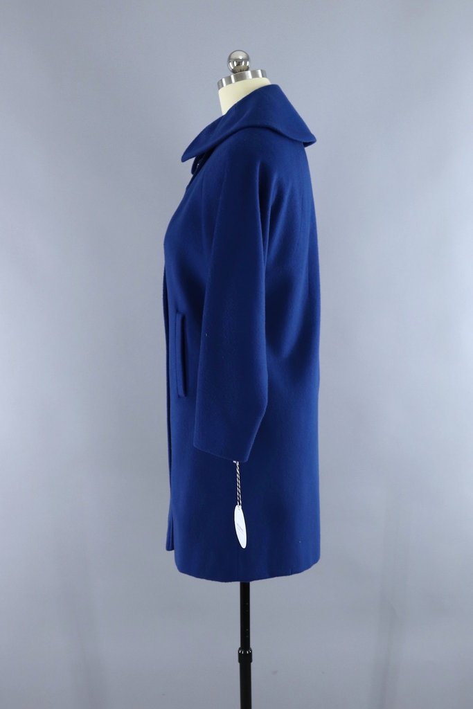 Vintage 1960s Blue Cashmere Wool Coat - ThisBlueBird
