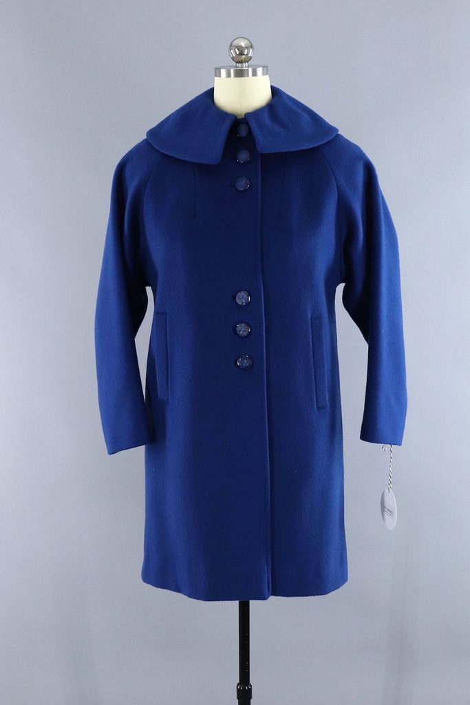 Vintage 1960s Blue Cashmere Wool Coat - ThisBlueBird