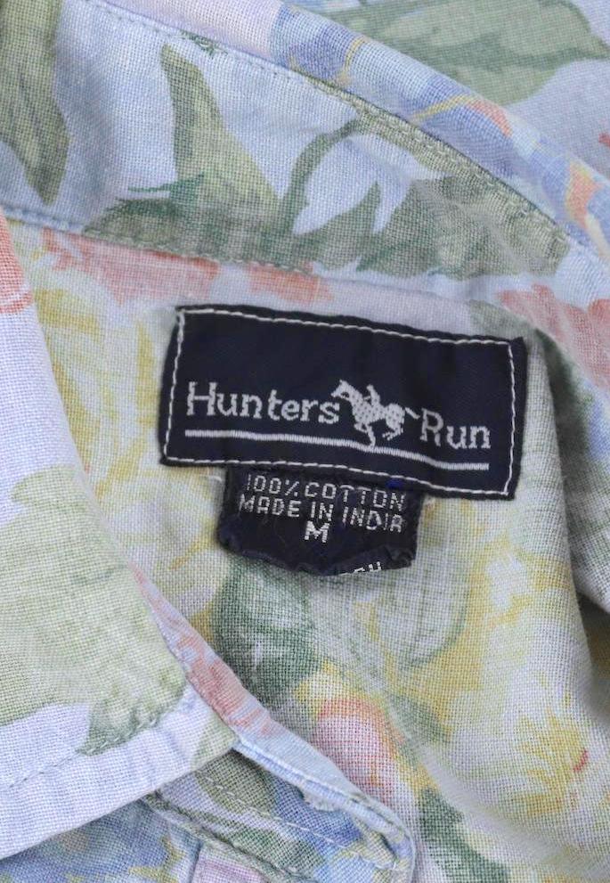Vintage 1980s Blue Chambray Floral Print Blouse-ThisBlueBird