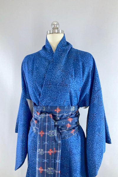 Vintage Blue Chrysanthemum Floral Kimono-ThisBlueBird