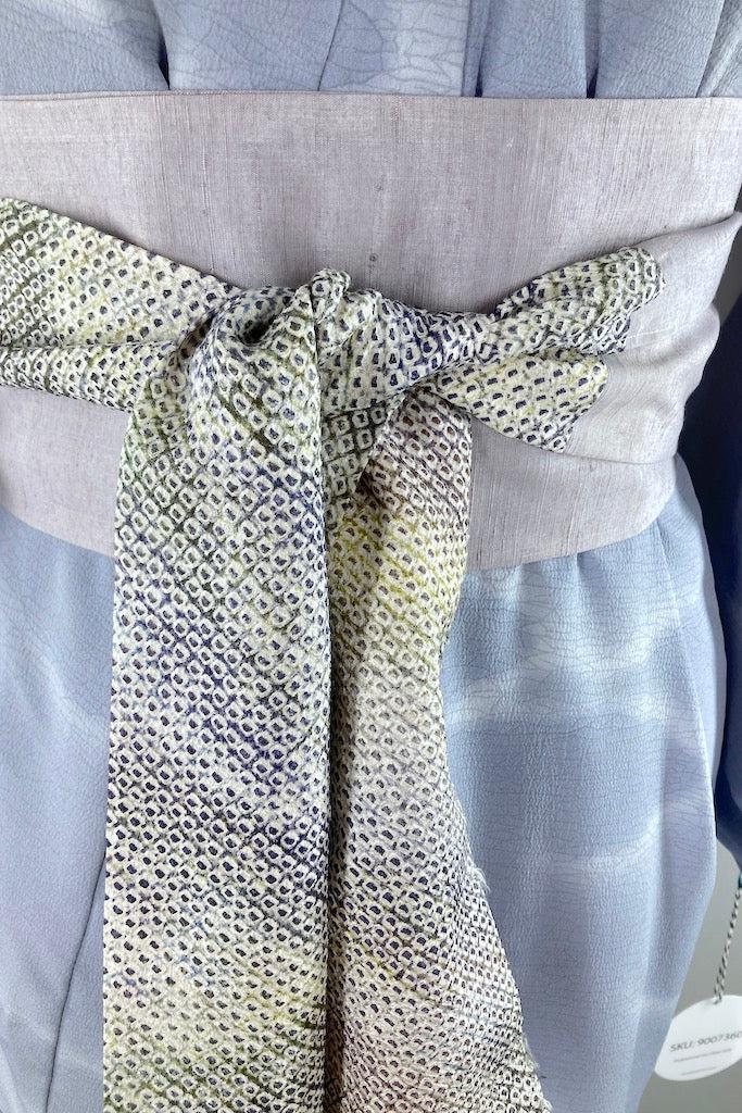 Vintage Blue Clouds Silk Kimono Robe-ThisBlueBird