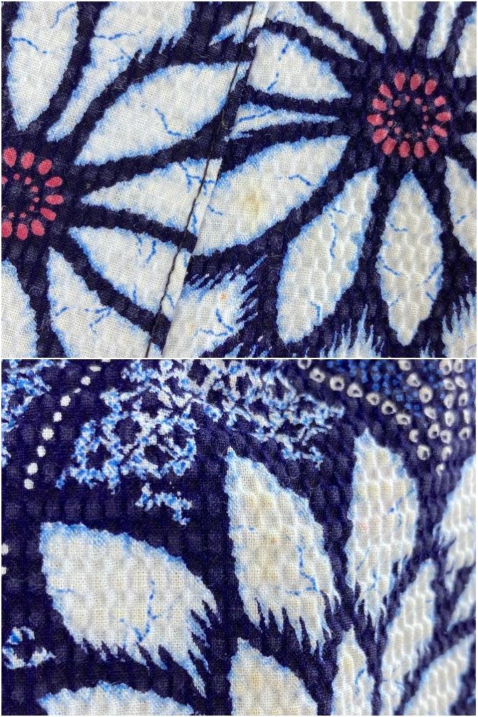 Vintage Blue Cotton Shibori Kimono Cardigan-ThisBlueBird