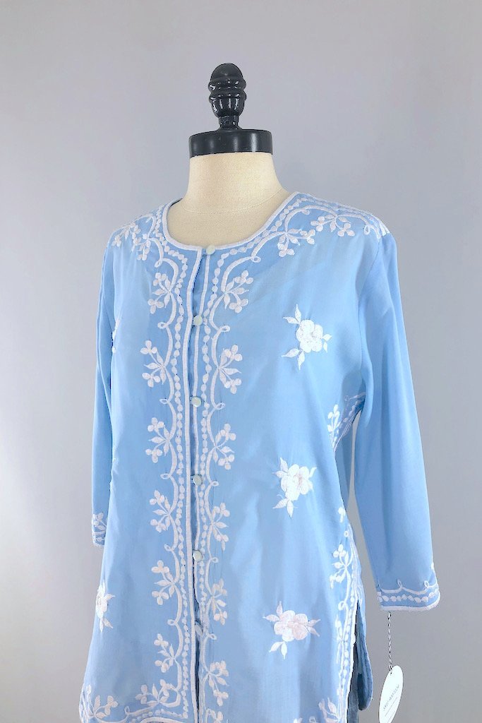 Vintage Blue Embroidered Tunic-ThisBlueBird - Modern Vintage