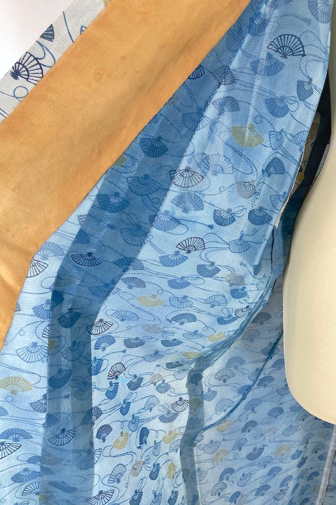 Vintage Blue Fans Summer Kimono Robe-ThisBlueBird