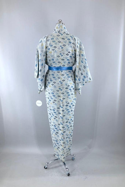 Vintage Blue Fans Summer Kimono Robe-ThisBlueBird