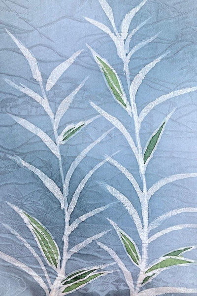Vintage Blue Ferns Silk Kimono Cardigan-ThisBlueBird