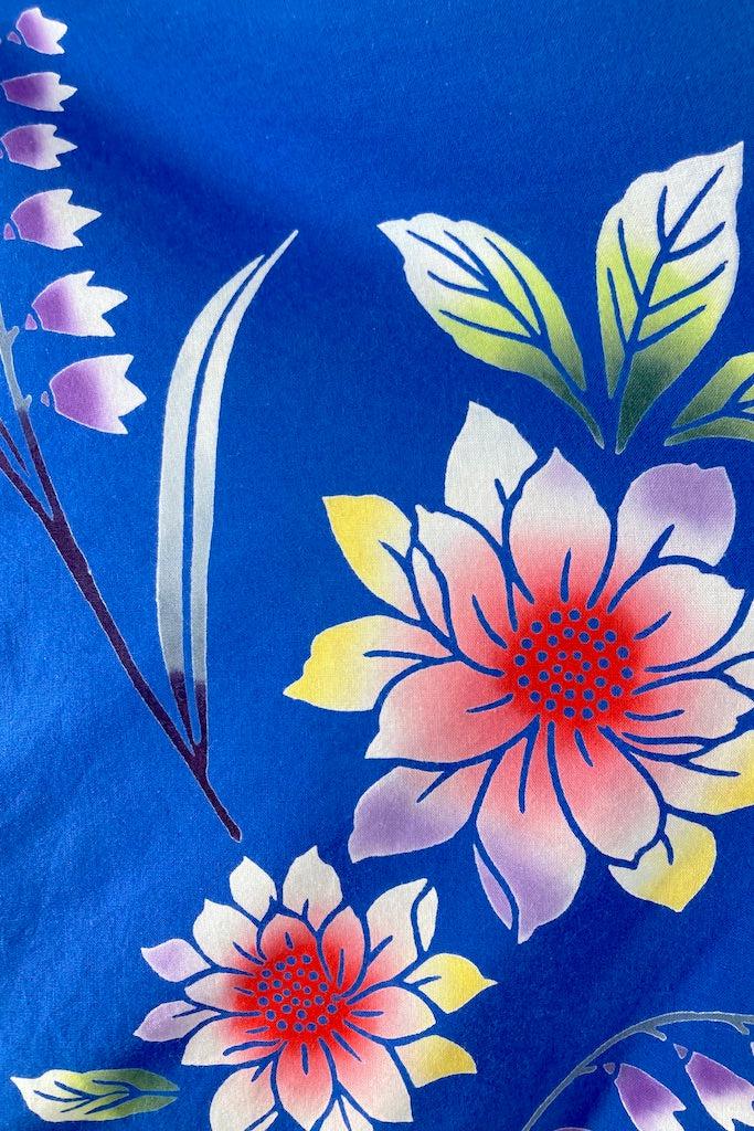 Vintage Blue Floral Cotton Kimono Robe-ThisBlueBird
