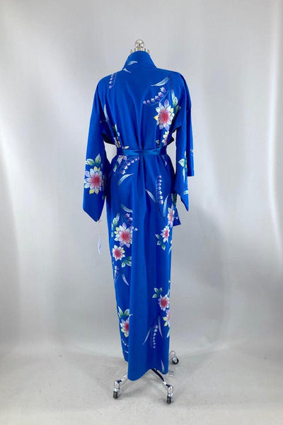Vintage Blue Floral Cotton Kimono Robe-ThisBlueBird