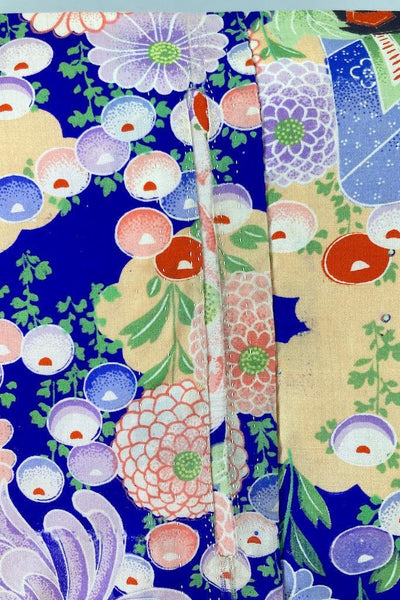 Vintage Blue Floral Phoenix Juban Kimono-ThisBlueBird