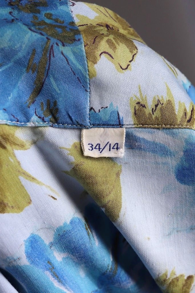 Vintage Blue Floral Print Blouse-ThisBlueBird - Modern Vintage