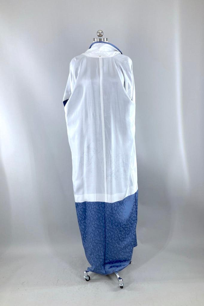 Vintage Blue &amp; Gold Embroidered Silk Kimono-ThisBlueBird