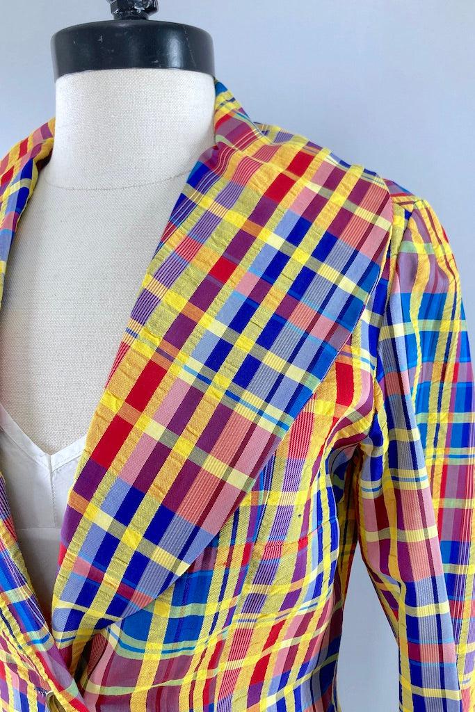 Vintage Blue &amp; Gold Plaid Jacket-ThisBlueBird