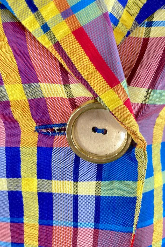 Vintage Blue &amp; Gold Plaid Jacket-ThisBlueBird
