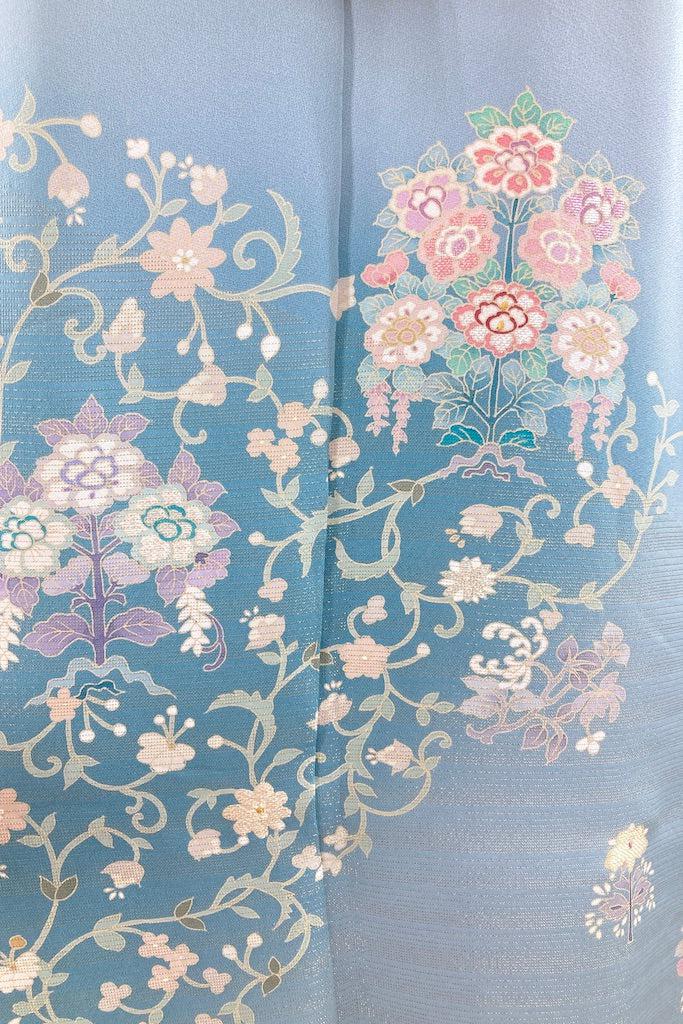 Vintage Blue & Gold Stripes Silk Kimono-ThisBlueBird