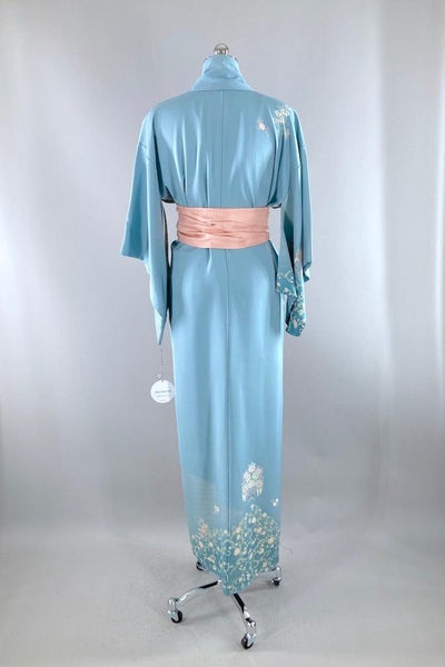 Vintage Blue & Gold Stripes Silk Kimono-ThisBlueBird