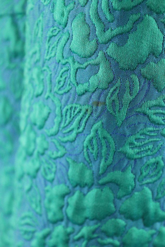 Vintage 1960s Blue Green Damask Jacket - ThisBlueBird
