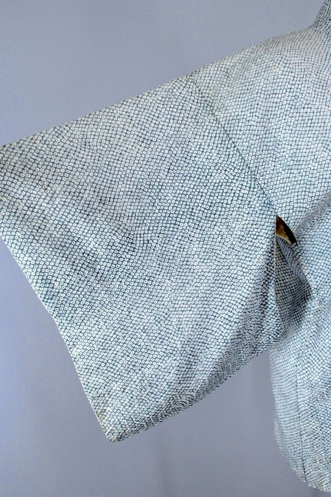 Vintage Blue Green Silk Kimono Cardigan-ThisBlueBird
