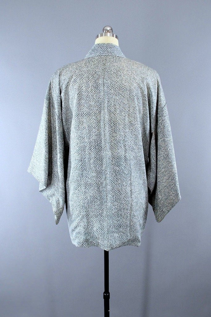 Vintage Blue Green Silk Kimono Cardigan-ThisBlueBird
