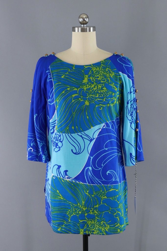 Vintage 1960s Hawaiian Floral Tunic-ThisBlueBird - Modern Vintage
