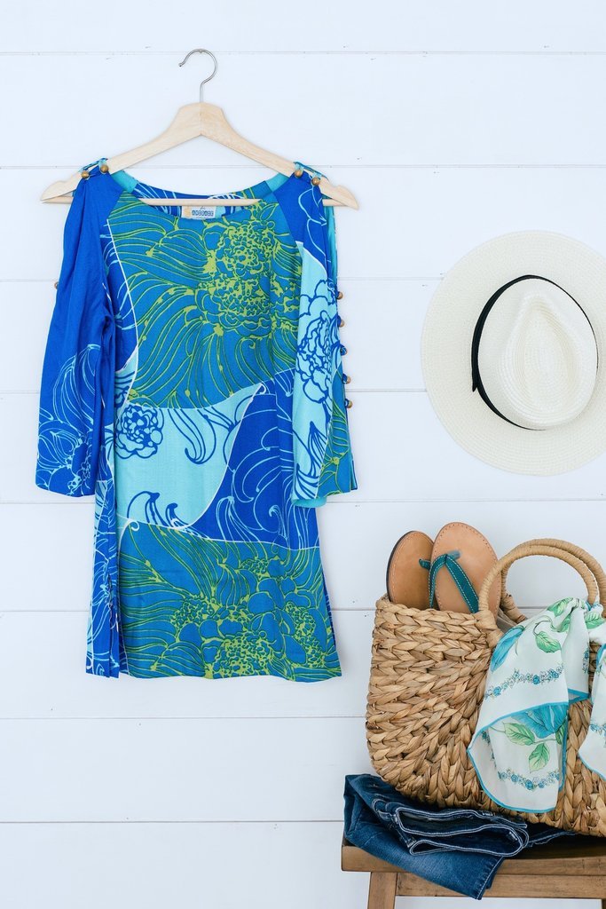 Vintage 1960s Hawaiian Floral Tunic-ThisBlueBird - Modern Vintage