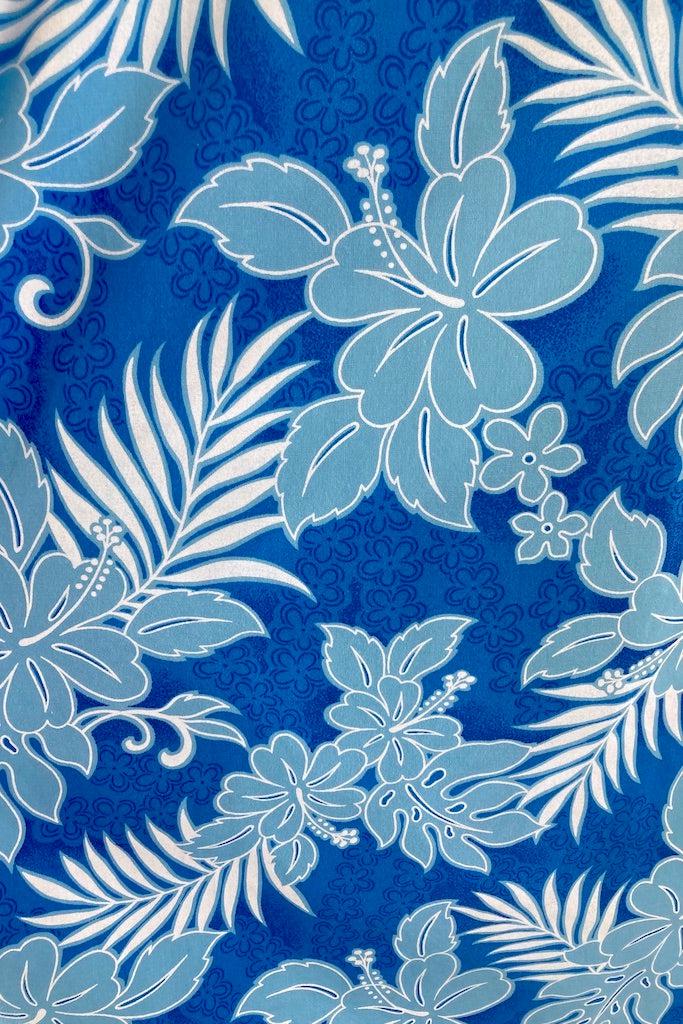 Vintage Blue Hawaiian Print Dress-ThisBlueBird