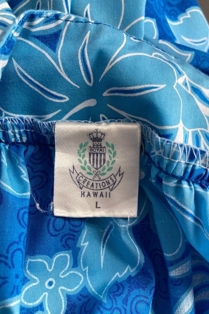 Vintage Blue Hawaiian Print Dress-ThisBlueBird