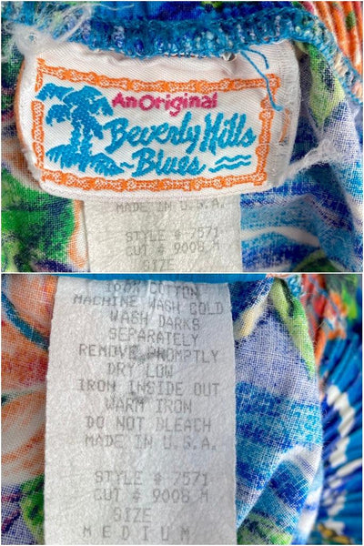 Vintage Blue Hawaiian Print Shorts-ThisBlueBird