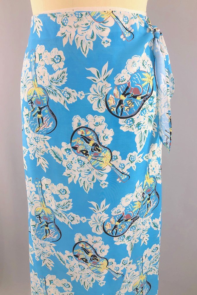 Vintage Blue Hawaiian Wrap Skirt-ThisBlueBird - Modern Vintage