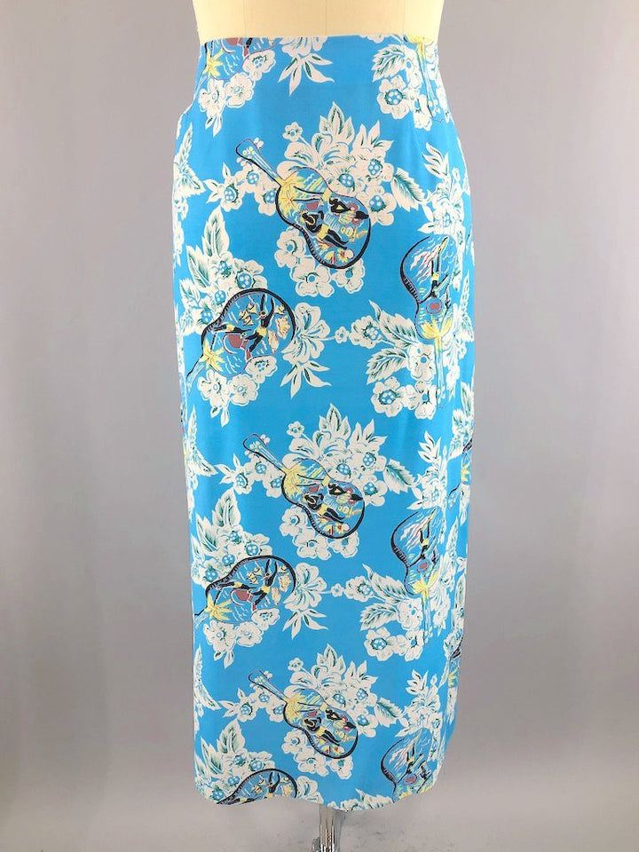 Vintage Blue Hawaiian Wrap Skirt-ThisBlueBird - Modern Vintage
