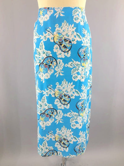 Vintage Blue Hawaiian Wrap Skirt-ThisBlueBird - Modern Vintage