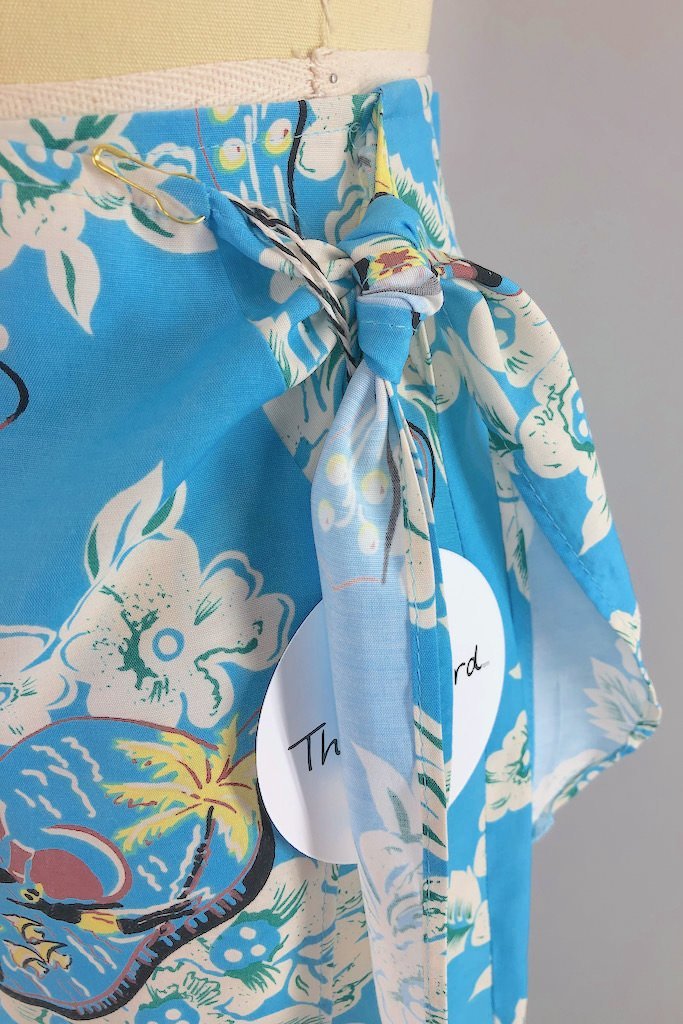 Vintage Blue Hawaiian Wrap Skirt-ThisBlueBird - Modern Vintage