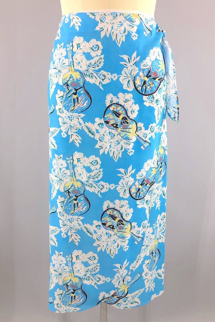 Vintage Blue Hawaiian Wrap Skirt-ThisBlueBird - Modern Vintage
