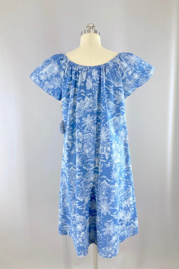Vintage Blue Hilo Hattie Hawaiian Dress-ThisBlueBird