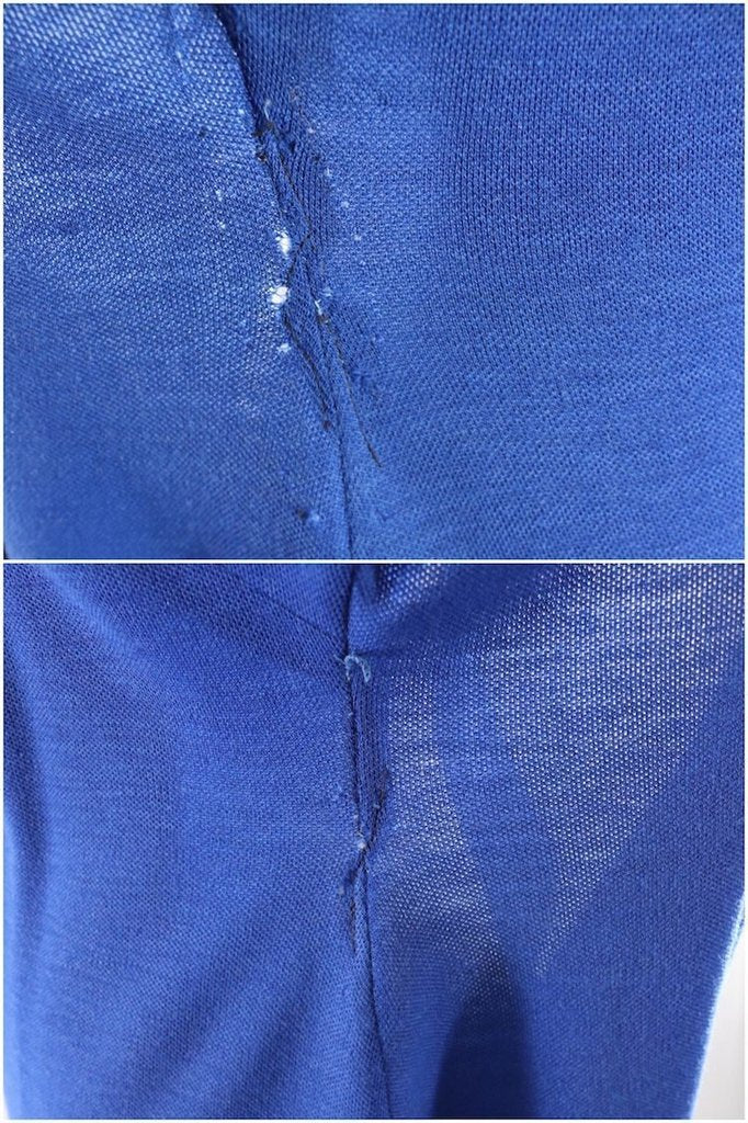 Vintage Blue Knit Dress with Beaded Collar - ThisBlueBird