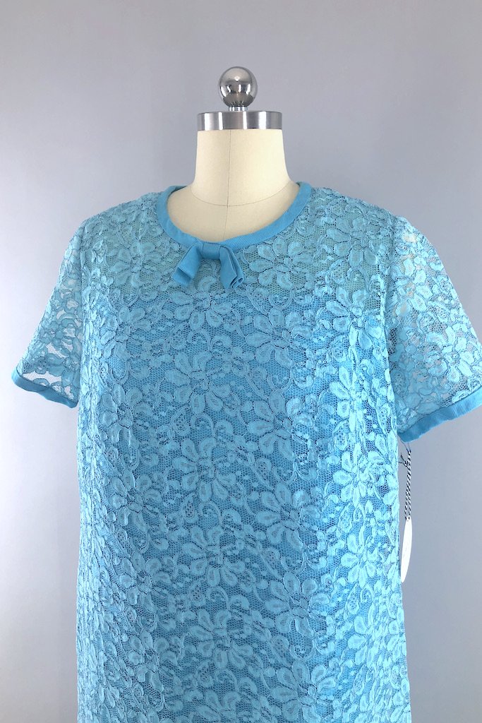 Vintage Blue Lace Party Dress-ThisBlueBird - Modern Vintage