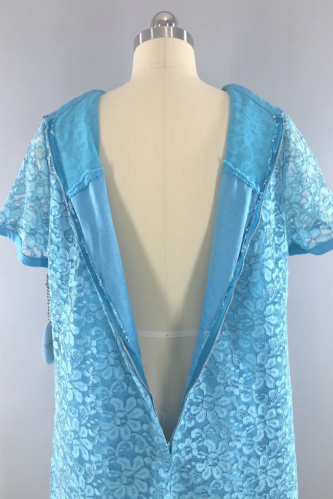 Vintage Blue Lace Party Dress-ThisBlueBird - Modern Vintage