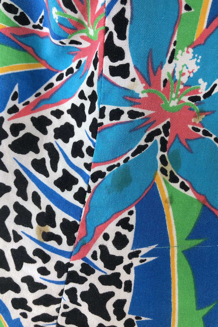 Vintage Blue Leopard Floral Print Shirt-ThisBlueBird - Modern Vintage