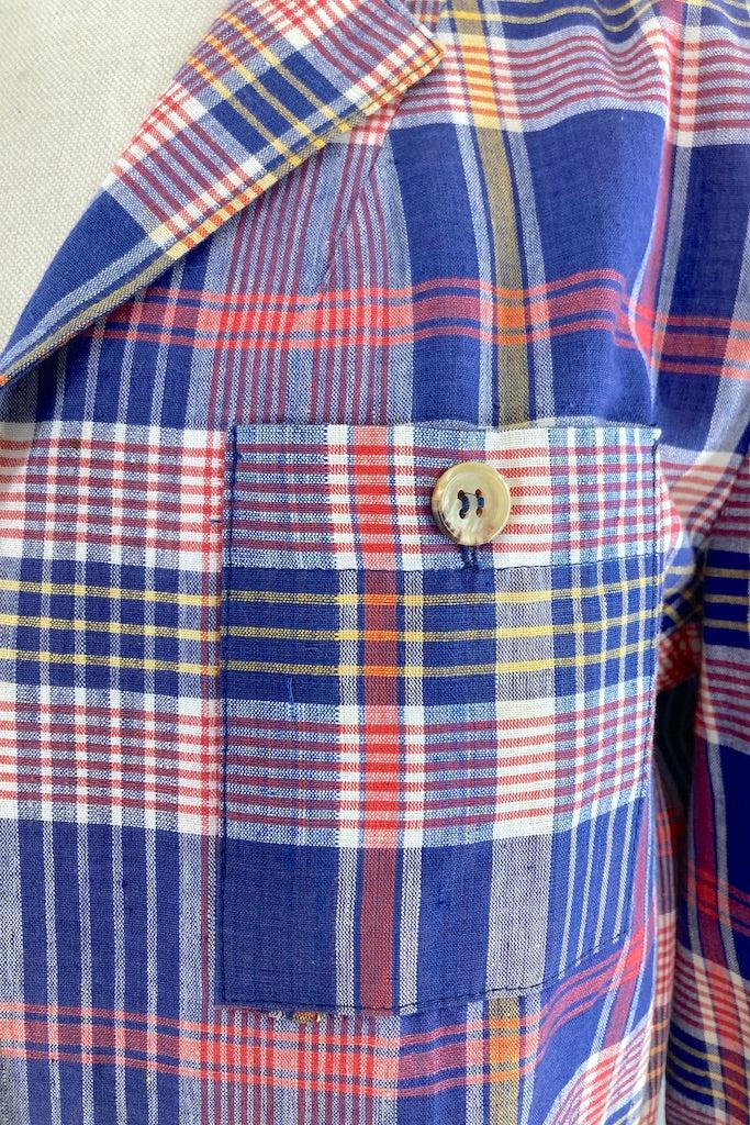Vintage Blue Madras Plaid Jacket-ThisBlueBird