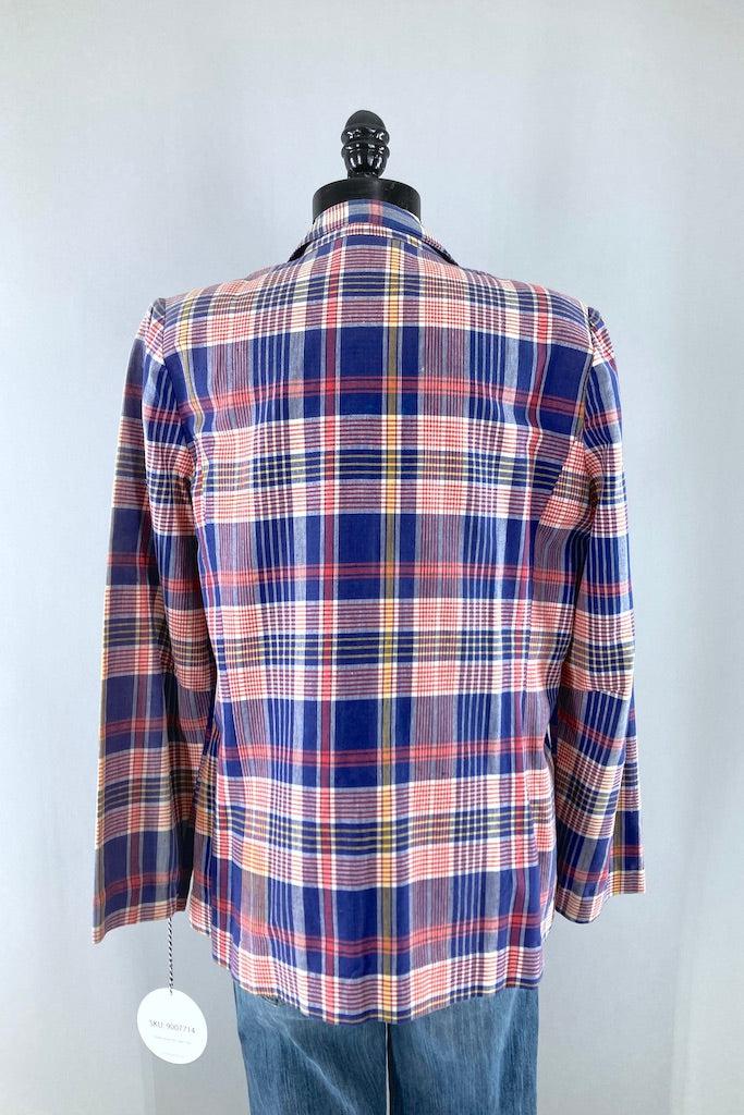 Vintage Blue Madras Plaid Jacket-ThisBlueBird
