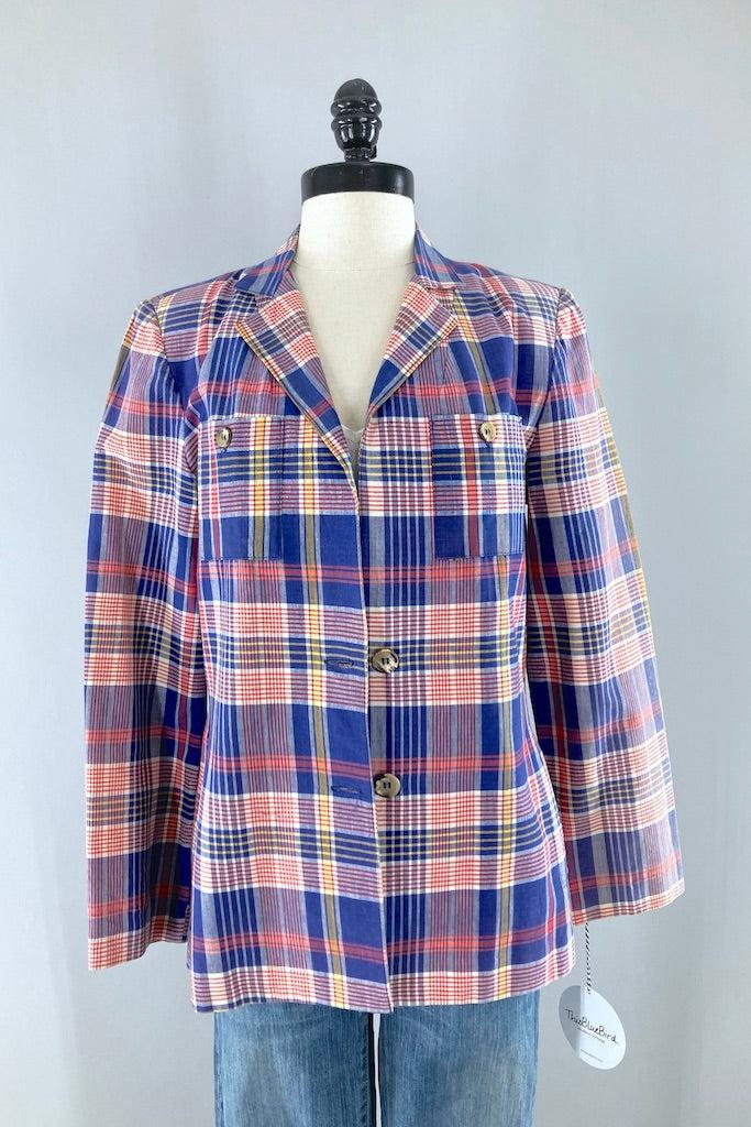 Vintage Blue Madras Plaid Jacket-ThisBlueBird
