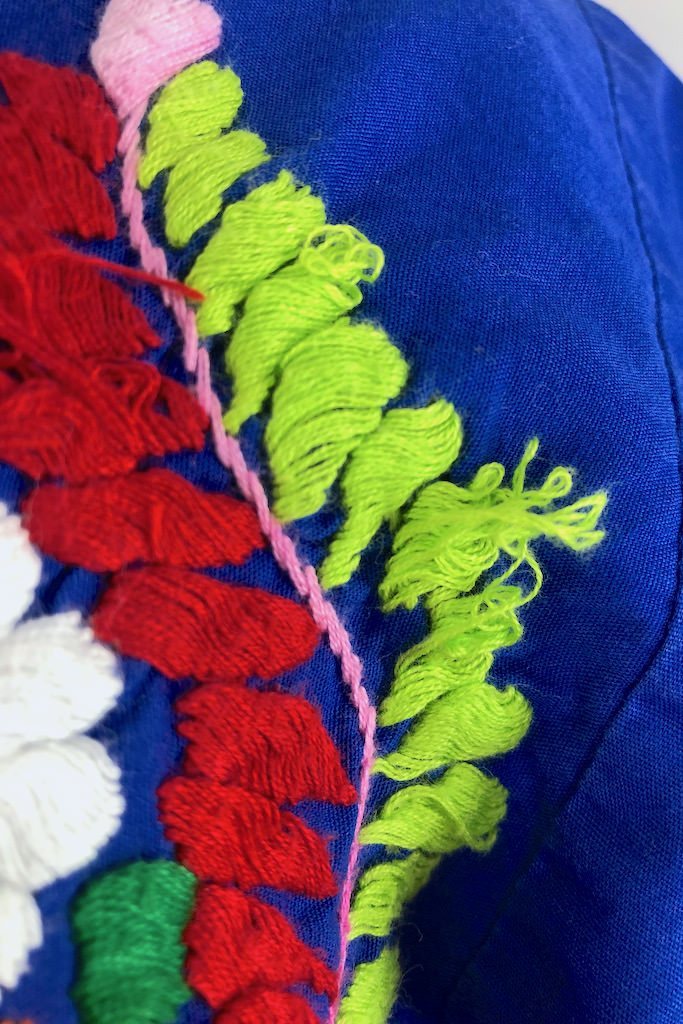 Vintage Blue Mexican Embroidered Caftan-ThisBlueBird
