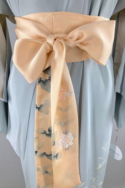 Vintage Blue & Peach Floral Kimono Robe-ThisBlueBird