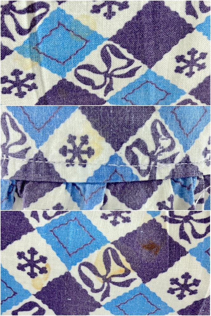 Vintage Blue &amp; Purple Cotton Half Apron-ThisBlueBird